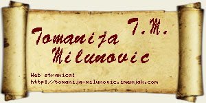 Tomanija Milunović vizit kartica
